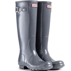 Hunter Original Gloss Tall Boots Gray Women’s Size 7
